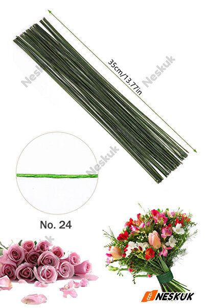Neskuk 20'li Paket Çiçek Teli 24 Ayar El Sanatları Tel Çiçekçi Tel Saplar , Ç...