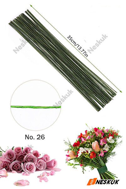 Neskuk 20'li Paket Çiçek Teli 26 Ayar El Sanatları Tel Çiçekçi Tel Saplar , Ç...