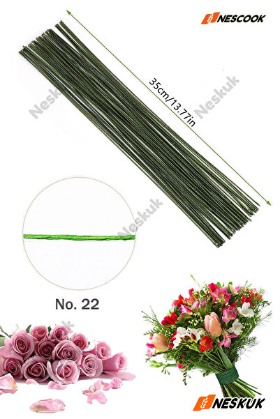 Neskuk 20'li Paket Çiçek Teli 22 Ayar El Sanatları Tel Çiçekçi Tel Saplar , Ç...