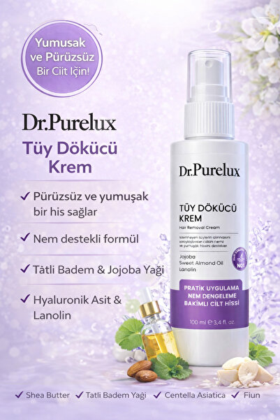 Dr.Purelux Hair Removal Cream – Gentle and Comfortable Hair Care Suitable for Sensitive Skin – Shea Butter & Hyaluronic Acid