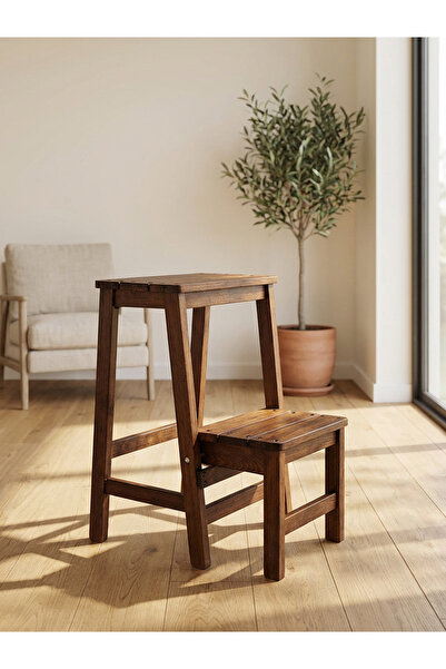 ARMES EV CONCEPT Ahşap Merdiven Tabure – 2 Basamaklı - Sağlam, Şık ve El Yapımı
