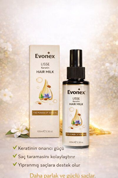 Evonex Lisse+ Keratin Elektriklenme Karşıtı, Parlaklık Veren Durulanmayan Saç...