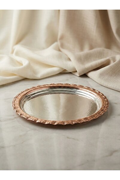 Zinnun Bakır Kırmızı Kordonlu Tepsi (25 CM)