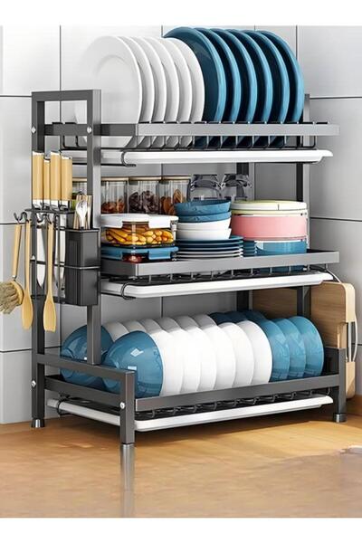 DOMEET 3 Ties Heavy Duty Dish Drying Rack, Dish Racks for Kitchen Counter, Space Saving Dish Rack