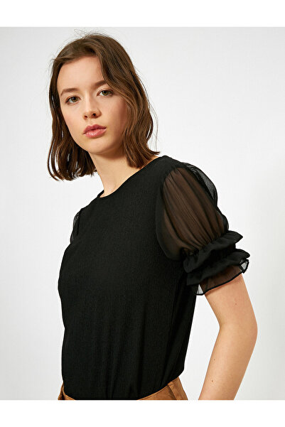 Koton T-shirt με υφή με μανίκια από σιφόν
