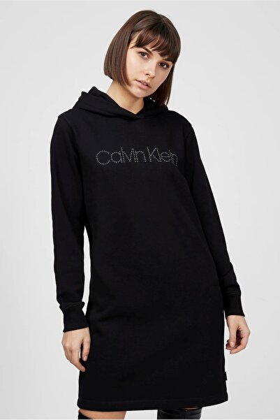 Calvin Klein ck Kapşonlu taş baskılı Elbise
