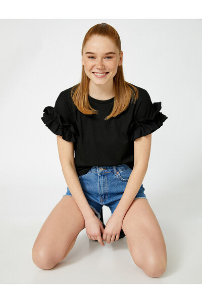 Koton Μπλουζάκι με βολάν κοντό μανίκι