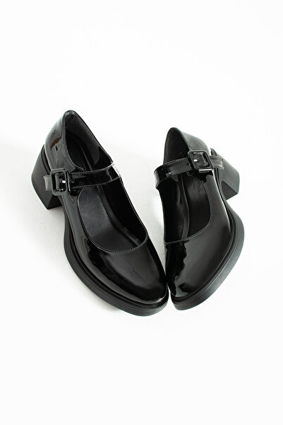 tivana حذاء نسائي بكعب يومي مزين بشريط من إلدا - أسود