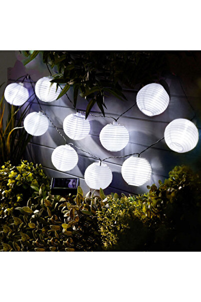 Garden of Eden Sir 10 lampioane solare LED alb rece 3,7 m