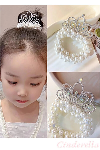 Cinderella Agrafă elegantă pentru coc elastic pentru fete - Noua tendință, agrafă pentru ziua de naștere prințesă Crown Pearl