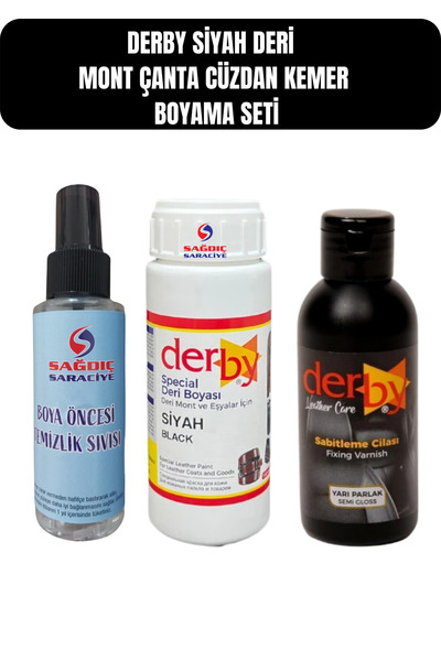 Sağdıç Saraciye Special Siyah Deri Boyası Deri Mont Çanta Cüzdan Kemer Boyama Seti