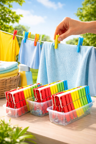 nistabolje 72 Pieces Clothes Pegs Classic Laundry Pegs Plastic Strong Holder Multi-Purpose
