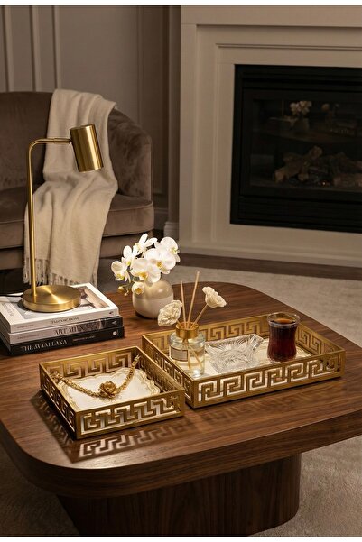 YAVUZHAN Gold Peçetelik Ve Dekoratif söz,nişan, sunum Tepsi Seti