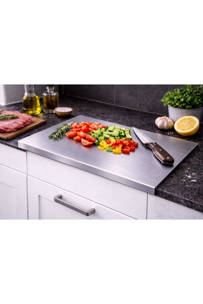 Generic Brand Stainless Steel Countertop Cutting Chopping Kneading Board - L Edge - XL Extra Large Size