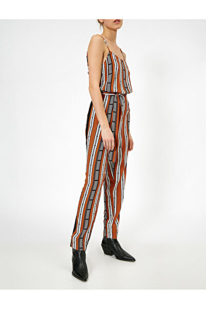 Koton Patterned Thin Strap Jumpsuit