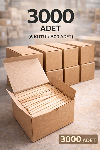 nistabolje 3000 Adet Tek kullanımlık Çay Kahve Kaşığı Tahta Ahşap Karıştırıcı...