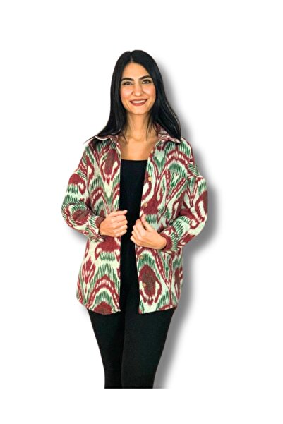 YusGos Women's single-pocket patterned thick lumberjack jacket shirt (green-b...