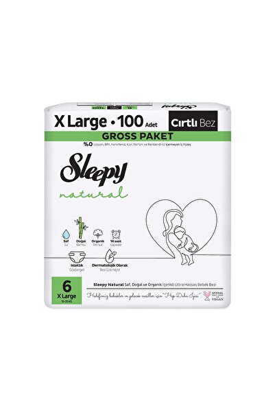 Sleepy Natural Gross Paket Bebek Bezi 6 Numara Xlarge 100 Adet