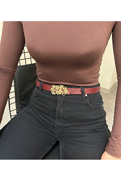 LİA KEMER Women's Gold Daisy Patterned Buckle Belt Waist Belt Coat Belt Dress...