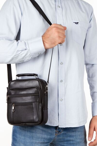 LOOP DESIGN Geantă din piele naturală, geantă de mână și de umăr pentru bărba...