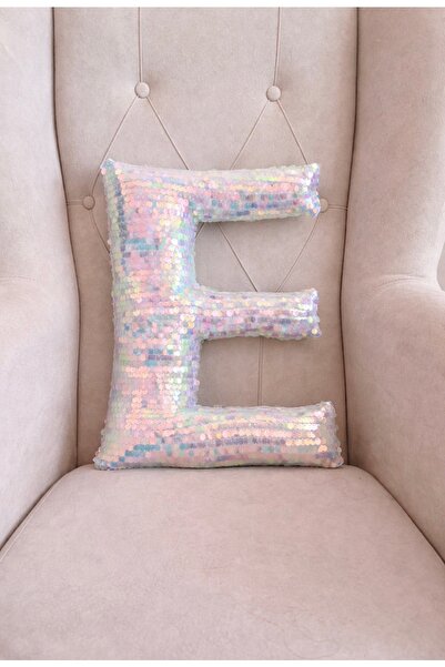 Mersii Harf Yastık Bebek Mavisi Hologram Payetli Elyaf Dolgulu Dekoratif Hedi...