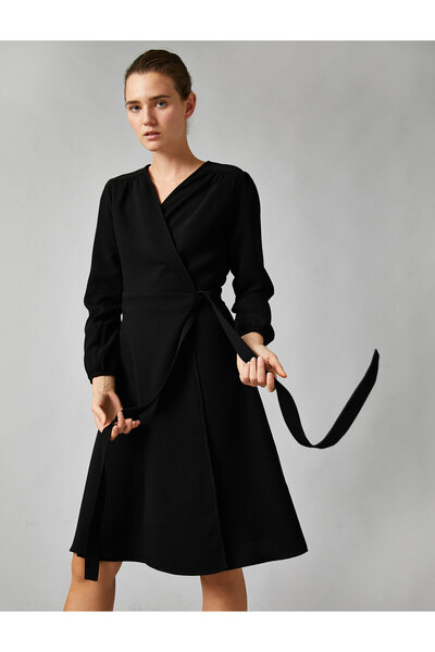 Koton Zavinovací šaty s dlouhým rukávem a výstřihem do V