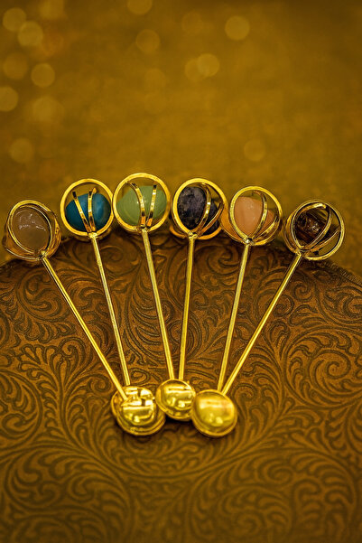 DUKKANI ISTANBUL مجموعة من 6 ملاعق شاي مختلطة من الحجر الطبيعي