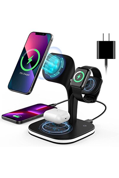 Fuchsia Yonca UD22 Kablosuz Şarj Standı 5in1 Gece Lambalı QC 15W