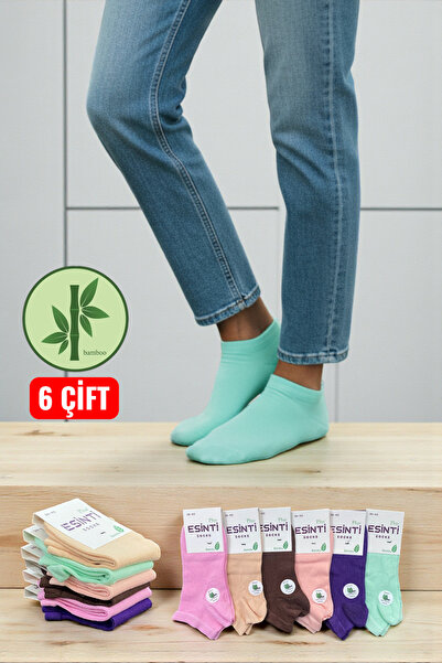 Esinti 6 perechi fără cusături , șosete de damă din bambus, colorate, lavabile, șosete scurte pentru femei, până la gleznă