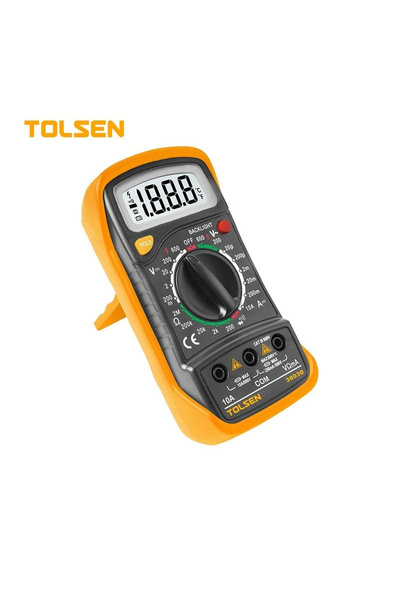 TOLSEN جهاز قياس رقمي (أفوميتر) من تولسن، يقيس الجهد والتيار والمقاومة مع شاشة مضيئة وغطاء حماية