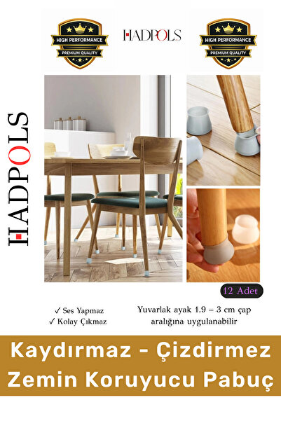 HadPols #ParkeKoruyucu Ses Kesici Çizmez Kaydırmaz Şeffaf Esnek 12'li Mobilya...