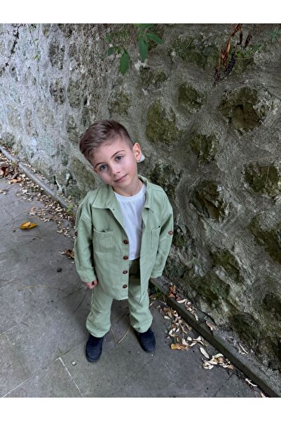 Pollito Erkek Çocuk Pamuklu Gömlek Tişört Pantolon 3'lü Alt Üst Takım