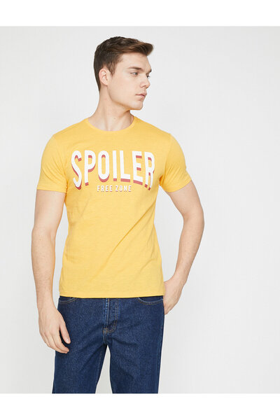 Koton Men's Yellow Crew Neck Short Sleeve T-Shirt 9YAM14900OK