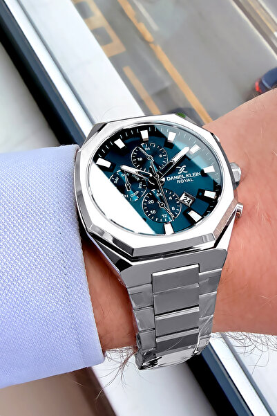 Daniel Klein ساعة يد رجالية 3 أتم مقاومة للماء لون فضي سوار فولاذي Cbk2009j