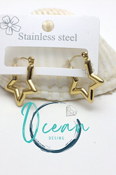 OCEANDESING Steel Gold Color Star Model Women's Earrings – Stainless Steel St...