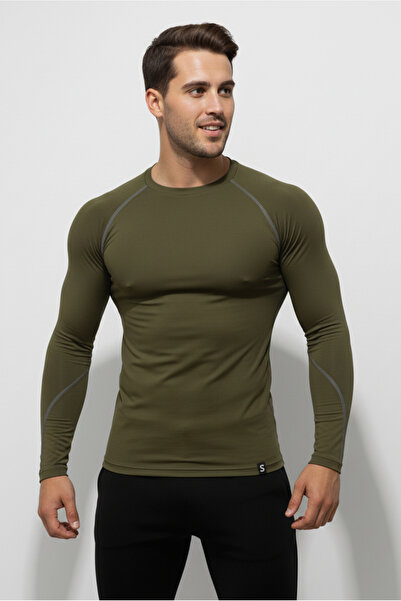 Scorp Thermo-Fit Erkek Termal İçlik Üst Kayak İçliği Bisiklet Yaka Askeri Haki Yeşil