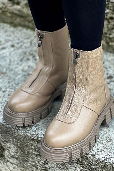 FAST STEP Cizme de damă cu blană din piele naturală cu talpă groasă 010KZA8498