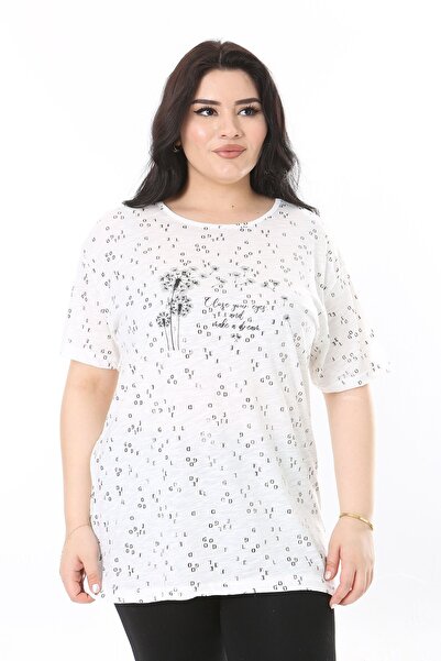 Şans Bluză pentru femei de mărime mare - guler os, mânecă scurtă, guler rotun...