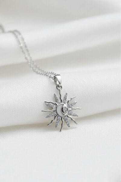 özgül takı ve tasarım Kadın Paslanmaz Çelik Güneş Ay Ve Yıldız Desenli Kolye