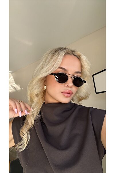 Angel Eyes Oval Design Gold Frame Black Glass Women & Men Sunglasses Db1042/S