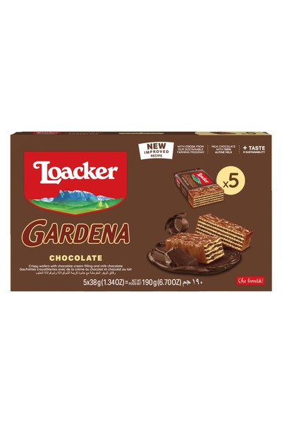 Loacker رقائق غاردينا المقرمشة المحشوة بكريمة الشوكولاتة - 5 × 38 غرام