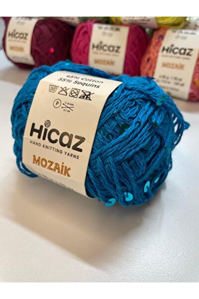 HİCAZ YARN %100 COTTON(PAMUK) TURKUAZ, 3-6 MM PULLU ÖRGÜ &ÇANTA İPİ . YUMAKLA...
