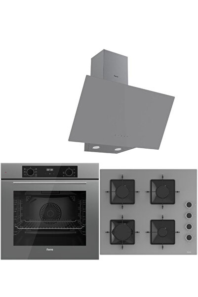 Ferre FLOWART Serisi Gri Set (SS208 + QBL63CPR +D079 ) - Emaye Izgara