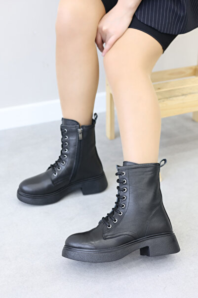 FAST STEP بوت نسائي كلاسيكي - جلد طبيعي وفراء مفصل 124KZA2420