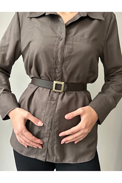 LİA KEMER Curea de damă cu cataramă pătrată aurie cu model, curea pentru tali...