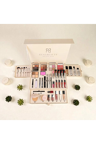 real beauty بوكس مكياج فاخر ومتكامل مكون من 44 قطعة لاطلالة كاملة من ريل بيوتي