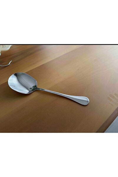MİMOZA PARK ملعقة سلطة فاخرة من الفولاذ المقاوم للصدأ |   ملعقة تقديم طعام من الفولاذ 21 سم