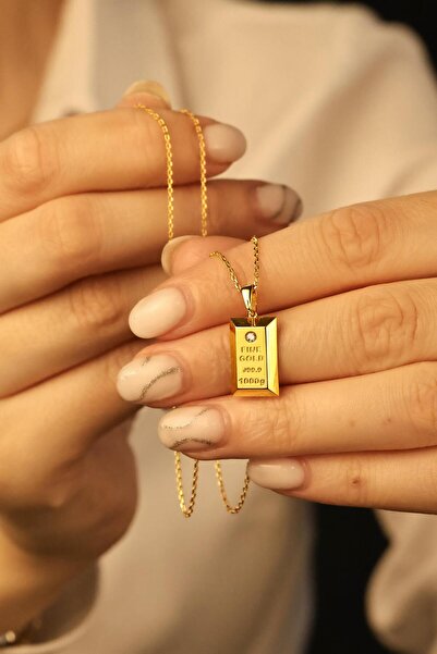 Fay Yamaner Altın Taşlı Külçe Kolye