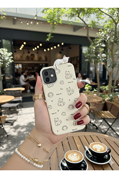 MustCase iPhone 12 - 12 Pro Kılıf 3D Oyuncaklı Kedi Tasarımlı Esnek Silikon K...