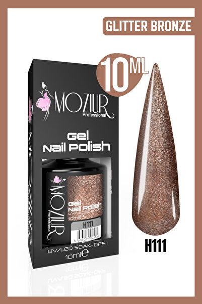 MOZIUR Kalıcı Oje UV Led H111 (Glitter Bronze) 10ml